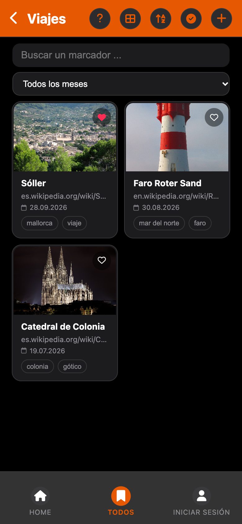 Carpeta Viajes con tres marcadores