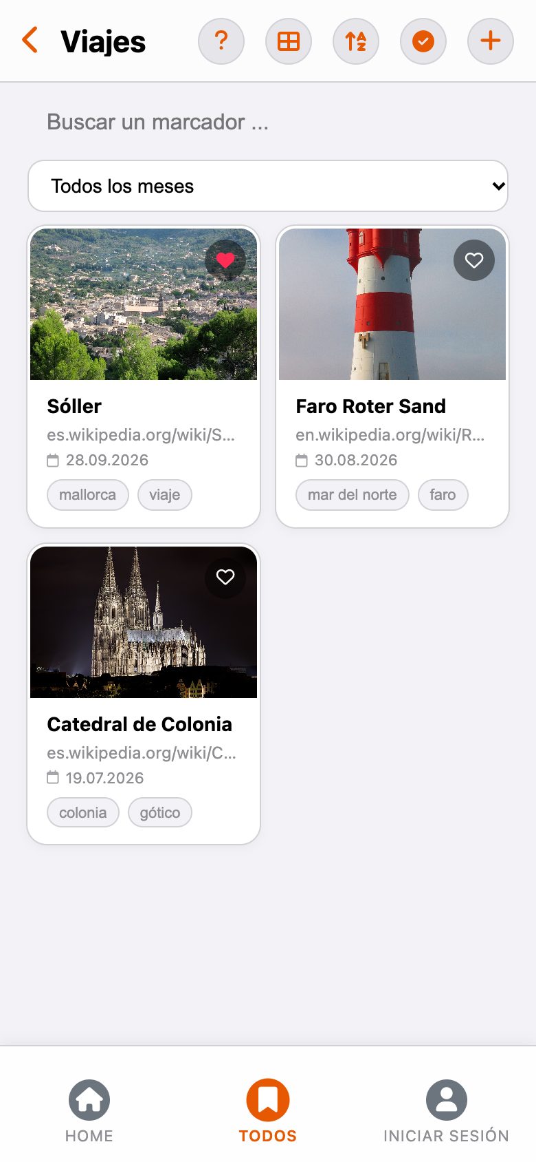 Carpeta Viajes con tres marcadores